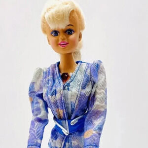 1992 TOY ISLAND Let's Talk Doll 3 Piece Suit 12" Tall Blond Hair Blue Eyes Used